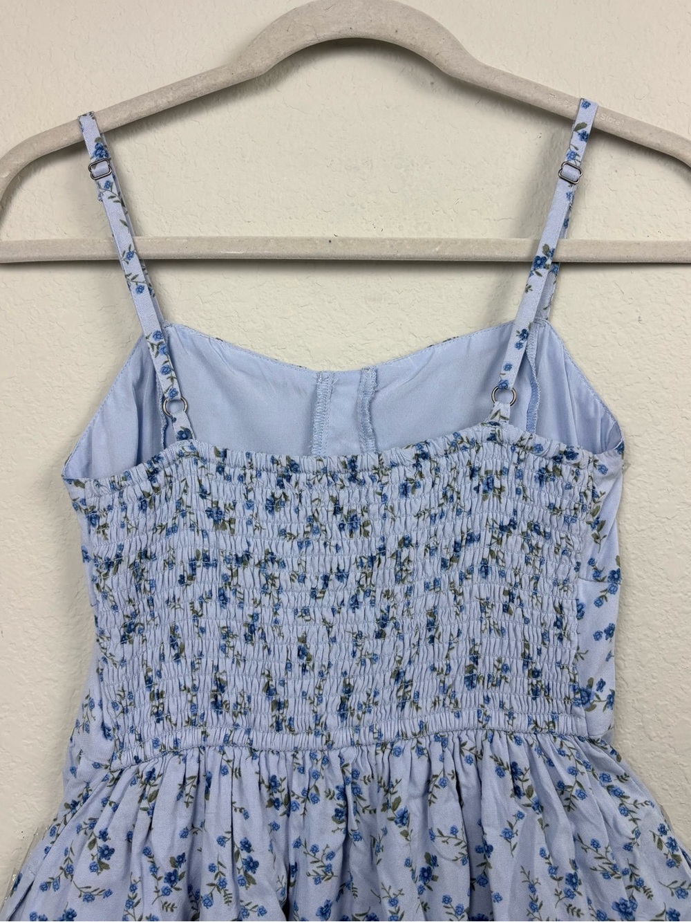Hollister Blue Floral Lace Tiered Mini Dress Cottagecore Romantic Coquette S - Picture 8 of 12